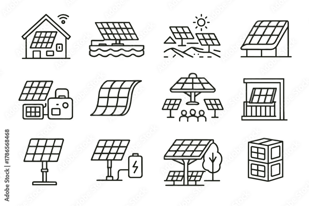 Solar icons hub pack icon installation system future community vector ...