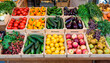 © Aleksei - Vegetables and fruits in crates arranged beautifully on the vegetable market counter