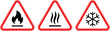© The Plaid Palace - Set of hazard warning signs: fire hazard, hot surface sign, cold temperature safety symbol