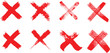 © Creative_Rasma - Eight red hand drawn x marks of various sizes and styles on a white background