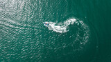 Floating jet ski on Baltic Sea in sunny day