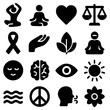 © CrazyJuke - Inner Harmony and Wellbeing: A collection of symbolic icons represent the core principles of inner peace, balance, and mindful living. Conveying messages of equilibrium, compassion.