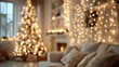© InfiniteStudio - Cozy living room decorated with Christmas lights and a tree during the holiday season in a warm home environment