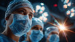 © Wasin Arsasoi - Surgical Team Ready for Action: A dedicated surgical team, adorned in protective masks and attire, stands united under the bright lights of an operating room, ready to deliver expert care.