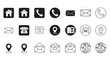 © sena - A versatile set of minimalist contact icons in vector format, featuring home, phone, mail, location, and globe symbols, perfect for web design and user interface elements.