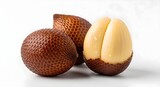 Salak Fruit (Snake Fruit) Whole and Peeled Isolated on White