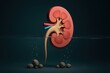 © Thitiporn - Kidney Health Visualization: An artistic depiction of a human kidney, showcasing its intricate internal structure and the presence of kidney stones.