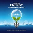© kathrine - National energy conservation day with lightbulb and green sprouts