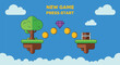 © Artist - New game press start game asset treasure coins diamond tree clouds