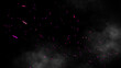 © Victor - Perfect pink fire particles embers texture. Abstract flying sparkle in smoke. Fog on isolated overlays black background. Stock illustration.