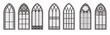 © Zalaan - gothic windows outline set silhouette of vintage stained
