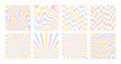 © AngellozOlga - Retro pastel groovy wavy and sunburst backgrounds set in abstract psychedelic style
