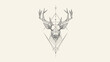 © Devi - Geometric deer head illustration with elegant antlers in a minimalist polygon line art style, abstract animal art, digital drawing.