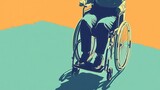 Person in Wheelchair with Shadow Against Two-Tone Background