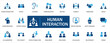 © Kawsar - Human Interaction solid icon set. Featuring people communication, meeting, teamwork and relationship concepts. Flat minimal design for business and social media projects. Vector illustration.