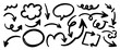 © TWINS DESIGN STUDIO - Hand drawn arrow vector set — doodle sketch curved arrows and symbols in black ink for notes and highlights