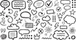 © traphics - Hand-drawn doodle elements including speech bubbles arrows and symbols vector illustration for graphic design and creative projects