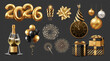 © Macrovector - Golden black new year 2026 icon set realistic collection