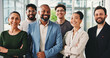 © peopleimages.com - About us, portrait and smile of business people in office for collaboration or friendly welcome. Confident, happy and teamwork with corporate employee group in workplace for project management