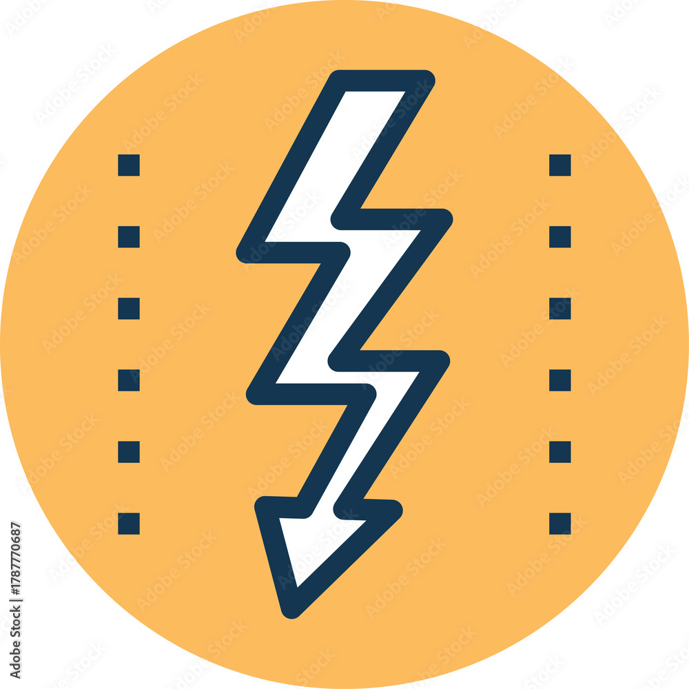 White Lightning Bolt Symbol Inside A Yellow Circle On A Transparent ...