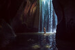 © Tropical studio - Woman stand in underground cave pool under falling fresh water of Tukad Cepung waterfall. Nature day tour, hiking activity adventure and fun at family tourist camp on summer vacation in Bali island