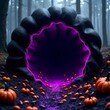 © PixelMastery  - Halloween portal in forest with pumpkins and candy