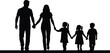 © Kafi - Family walking silhouette illustration parents holding hands with three children