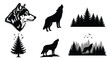 © Md - Silhouettes of wolves howling in a forest with evergreen trees and birds