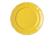 © Miguel - Yellow ceramic plate isolated PNG on transparent background, decorative tableware with scalloped edge for food presentation and elegant dining