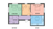 © Anjumanara Rakhi - Simple two bedroom apartment floor plan with labeled rooms and basic layout