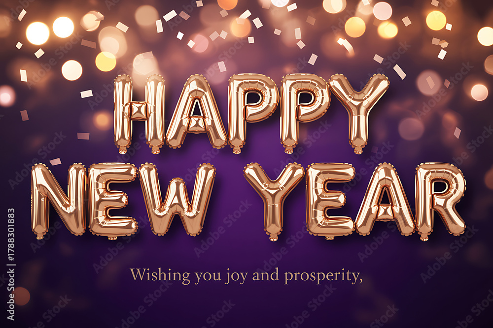 Happy New Year 2026, Happy new year 2026 gold balloons 3d Render concept, Celebration-New Gold Frame