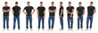 © New Africa - Young man wearing blue jeans on white background. Set of portraits