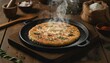 © 현욱 김 - Uttapam Sizzling on Iron Griddle with Fresh Vegetables and Authentic Kitchen Setting