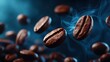 © Dmitriy - Floating coffee beans and aromatic steam with dramatic lighting, conveying a rich sensory coffee experience. Ideal for branding and advertising in coffee industries.