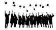 © jhon - Group of graduates, in silhouette throwing caps in the air, cutout, PNG isolated on white or transparent background