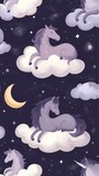 Soft Nursery Print — Horses Dozing in the Sky with Festive Mood
