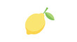 © Kazi - Cartoon lemon with green leaf, simple vector fruit illustration