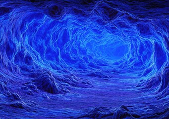  Abstract Blue Cave Tunnel.