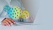 © LAONG - Niche marketing and personalization concept. Marketing segmentation strategy and consumer analysis. Marketer using laptop with venn diagram to analyze target customer data. selecting audience insights