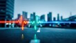 © Hospital man - Heartbeat visualization of urban life city skyline digital art evening atmosphere perspective on health and wellness trends