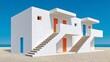 © Ronnakrit - Whitewashed Beach House with Blue and Orange Accents
