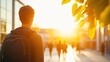 © D.APIWAT - Golden morning light illuminates serene campus, highlighting students walking tree lined pathway with backpacks, symbolizing education inspiring journey toward bright future.