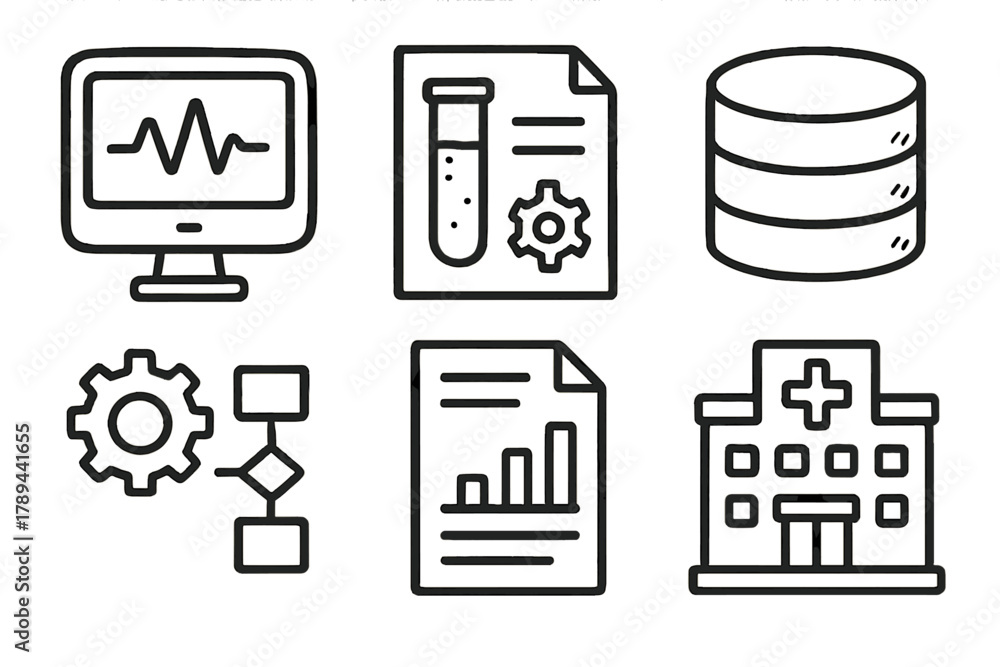 Clinical Software Icons. Clinical Software outline icons: computer ...