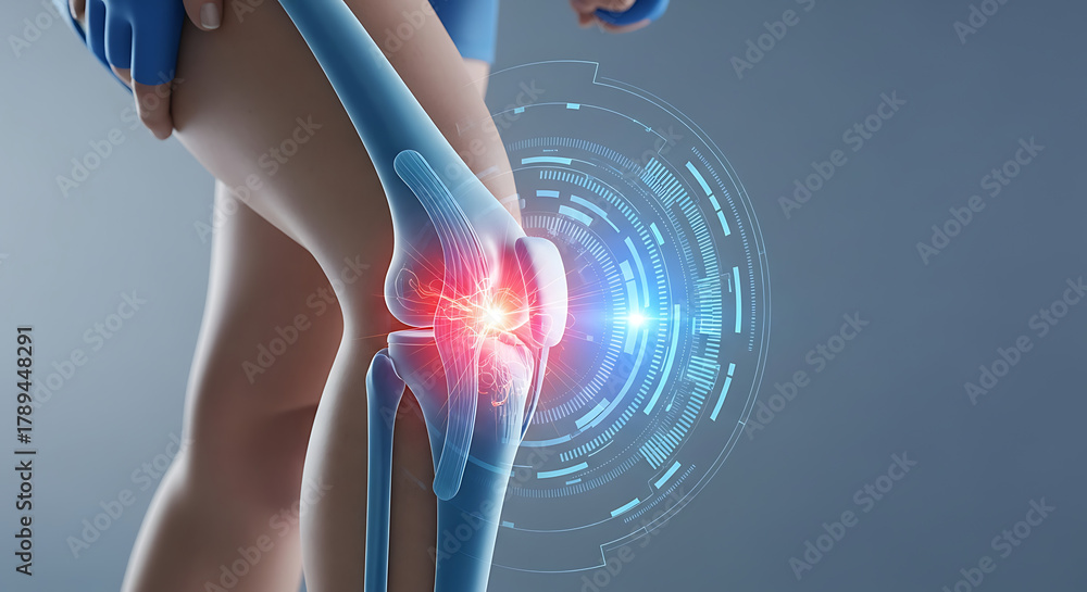Anatomy of the Human Knee Joint with Pain and Inflammation Highlighted ...