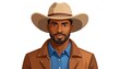 © Taple - Digital illustration of a Black man wearing a tan cowboy hat, brown jacket, and blue denim shirt. He has a beard