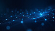 © yingjun - Glowing neural network connections on dark blue background, representing artificial intelligence and big data.