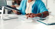 © FrameOn/peopleimages.com - Hands, person and laptop with calculator at house for accounting, tracking income and forecasting. Woman, pc and calculating expenses for bookkeeping, tax preparation and remote work for cost control