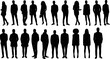 © nurjan100 - Silhouettes of young people posing in casual clothes. Vector silhouettes men and women, illustration. EPS version.