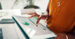 © FrameOn/peopleimages.com - Information, hands and tablet screen with business person at desk in office to review charts or graphs. Data, statistics on digital display and technology with employee in workplace for analysis
