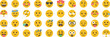 © redoan - Collection of emoji faces showing different emotions like happy, sad, angry, love, tired, funny, and surprised for chat, message, and social media illustration design.